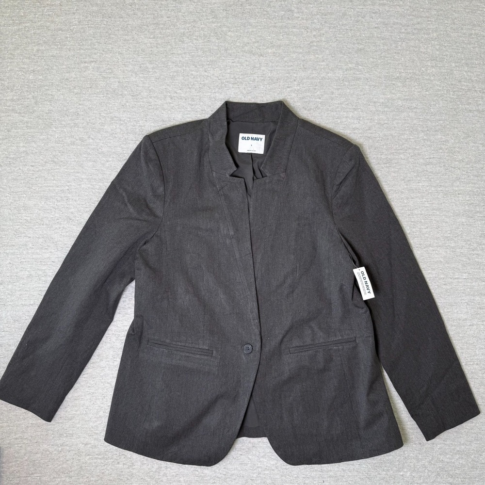 Old Navy Women's Career Jacket Blazer Large Gray Single Button Stretch